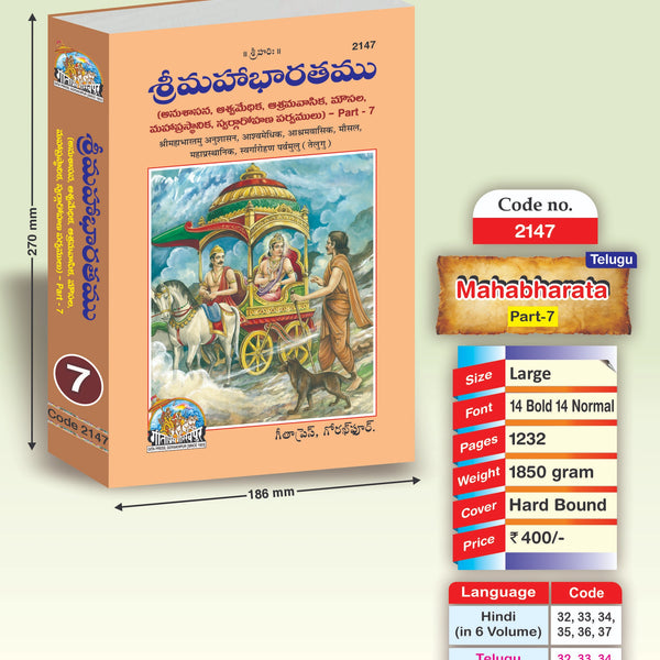 Shrimahabharatamu Anushasan, Ashwamedhik, Ashramvasik, Mausal, Mahaprasthanik, Swargarohan Parvamulu Part-7