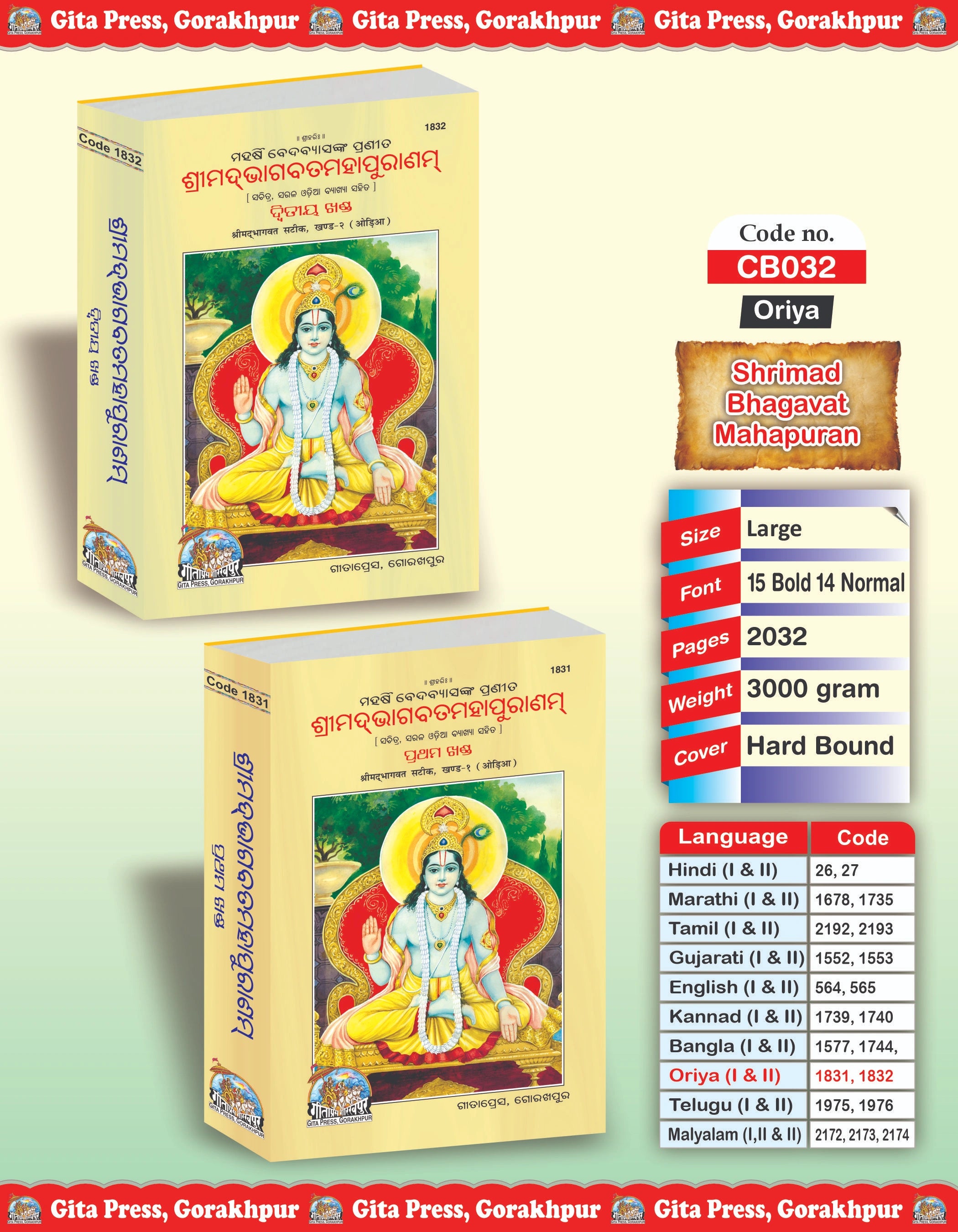 Srimad Bhagavat Mahapurana Complete Set (Part -1-2) - Oriya - Dista