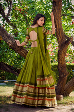 Thumbnail for Evanik Women Pure Chanderi Plain With Zari Weaving Work Border Stitched Lehenga With Unstitched Blouse Dupatta(Up to 42)