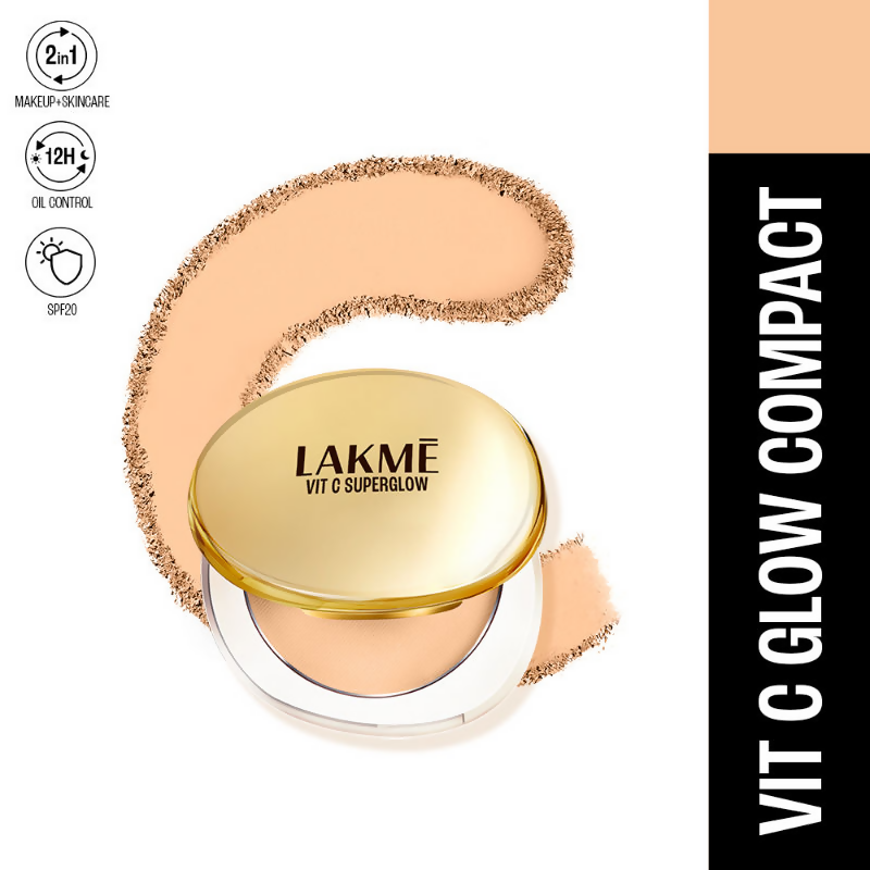 Lakme Vitamin C Superglow Skin Perfecting Compact with 1 % Vit C - Sand - Distacart