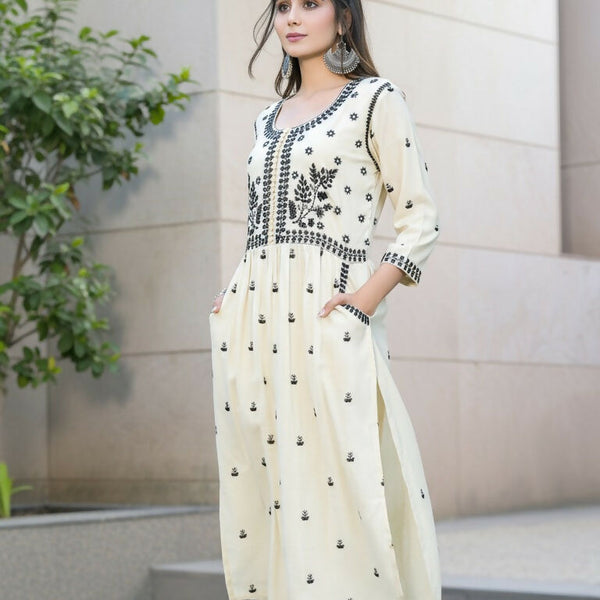 BulBul Meenaxi Beige Rayon Kurta Set - Distacart