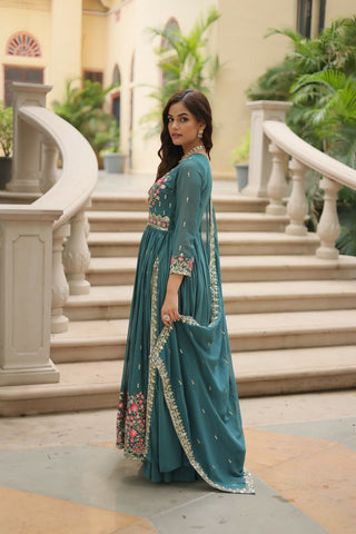 Joban Fashion Rama Georgette Sequence Embroidery Work Kurta Set