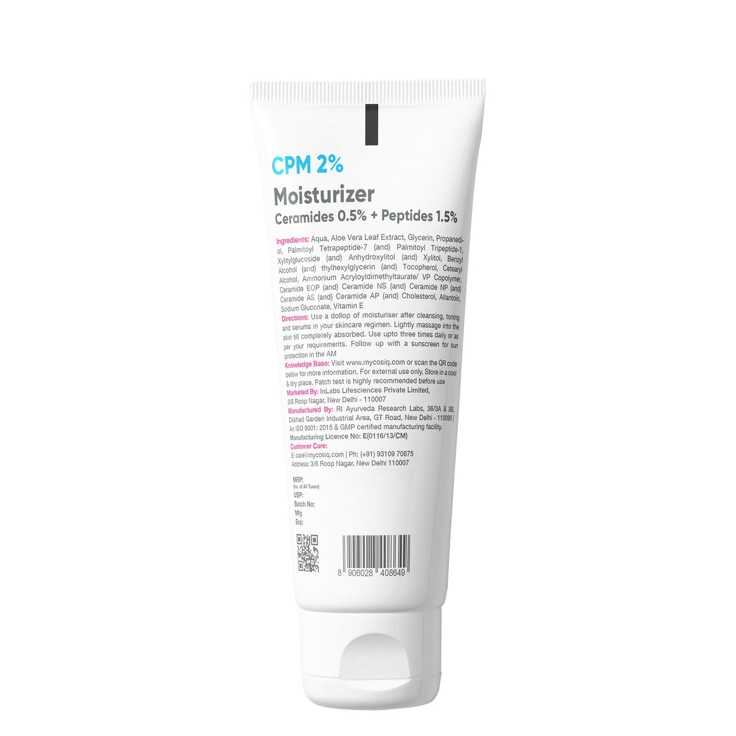 Cos-IQ CPM 2% Ceramides & Peptides Moisturizer - Distacart