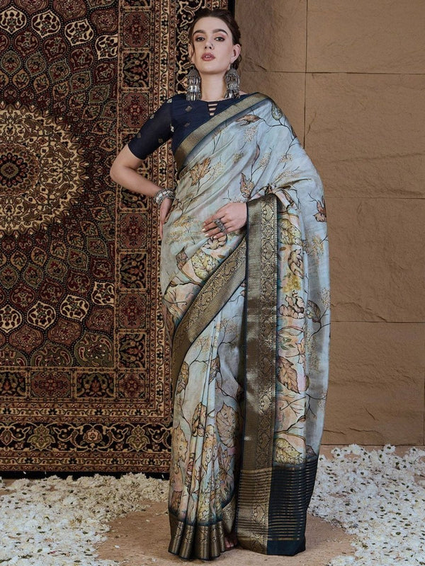 Anouk Floral Zari Silk Blend Sungudi Saree