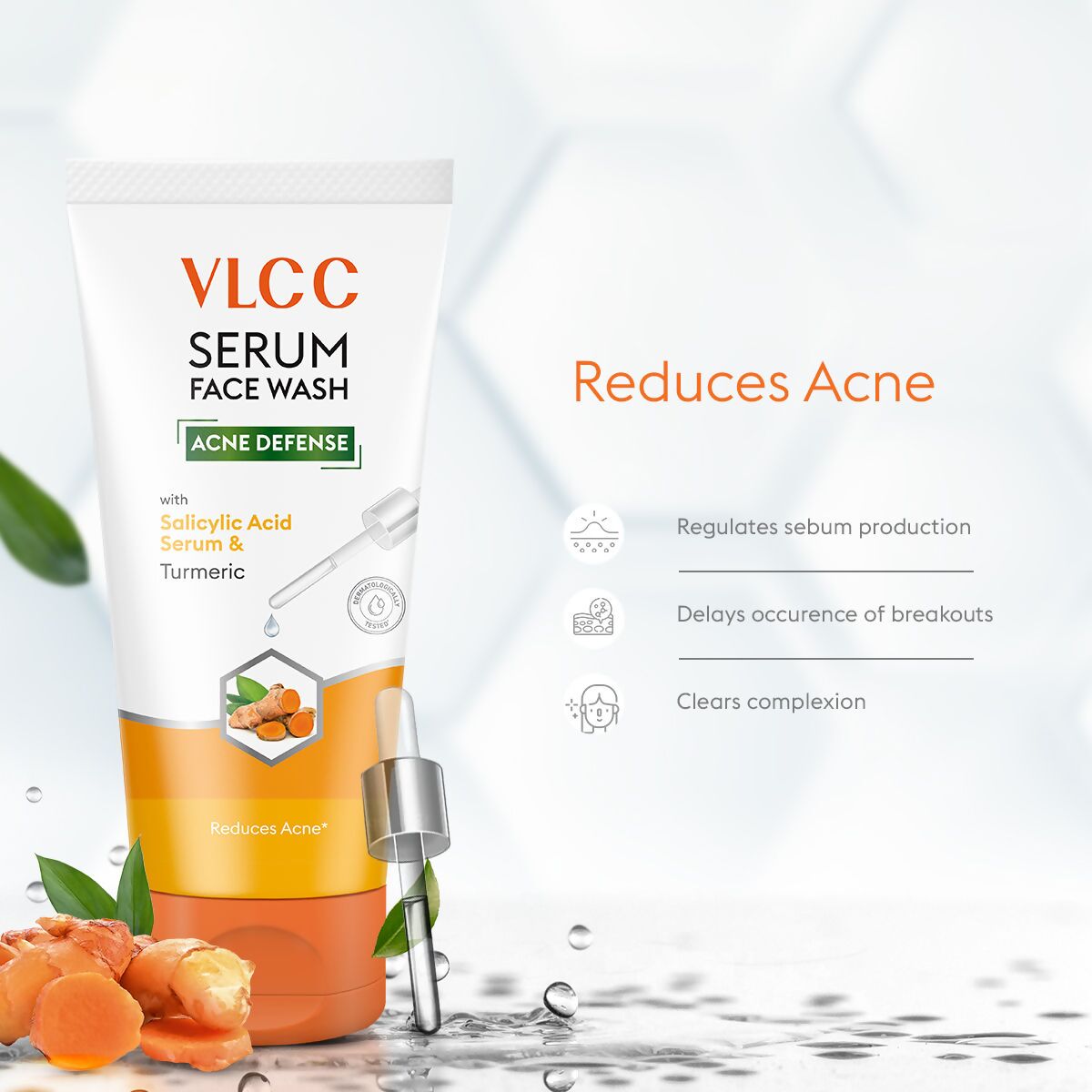 VLCC Acne Defense Serum Face Wash with Salicylic Acid Serum & Turmeric - Distacart
