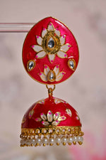 Thumbnail for Red Meenakari Jhumki Earrings For Party By House of Ree - Distacart