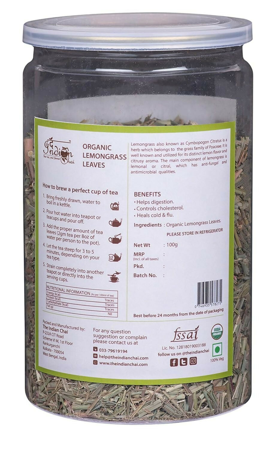 The Indian Chai – Organic Lemongrass Tea - Distacart