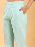 Thumbnail for BohoJazz Mint Green Longline Shirt with Formal Pants Co-ord Set