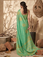 Thumbnail for Anaita Mint Tissue Silk Woven Saree With Blouse - Dista