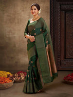 Thumbnail for Preksha Creation Designer Women Banarasi Soft Silk Saree - Green - Distacart