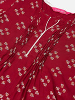 Thumbnail for Anubhutee Maroon & White Geometric Printed Pleated Kurti - Distacart