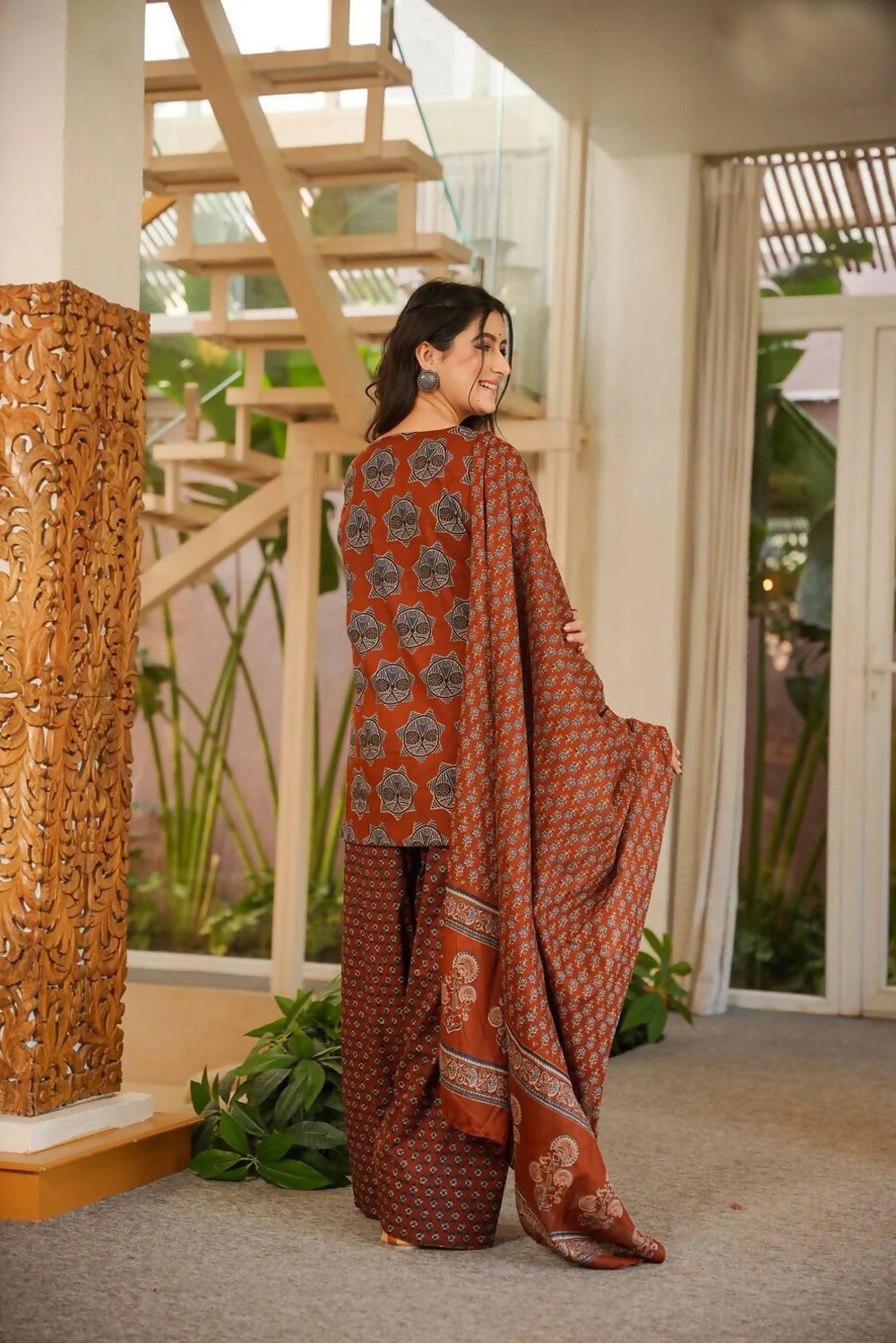 Aayaa Designer Cotton Silk Farshi Salwar Set - Maroon - Dista