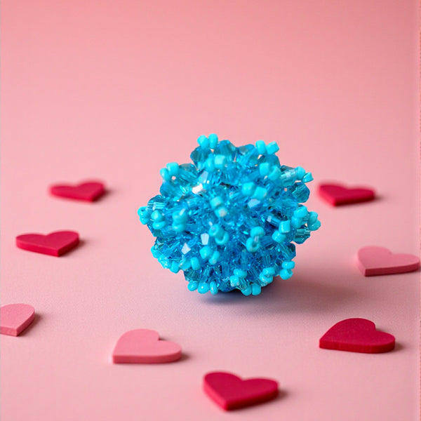 Inhanns Rang-E-Roshan Adjustable Ring – Handmade Crystal Statement Ring - Sky Blue - Distacart