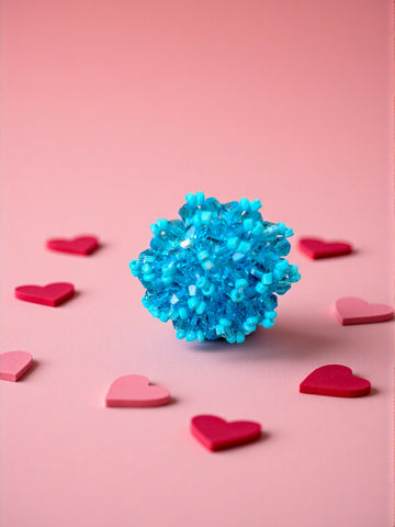 Inhanns Rang-E-Roshan Adjustable Ring – Handmade Crystal Statement Ring - Sky Blue - Distacart