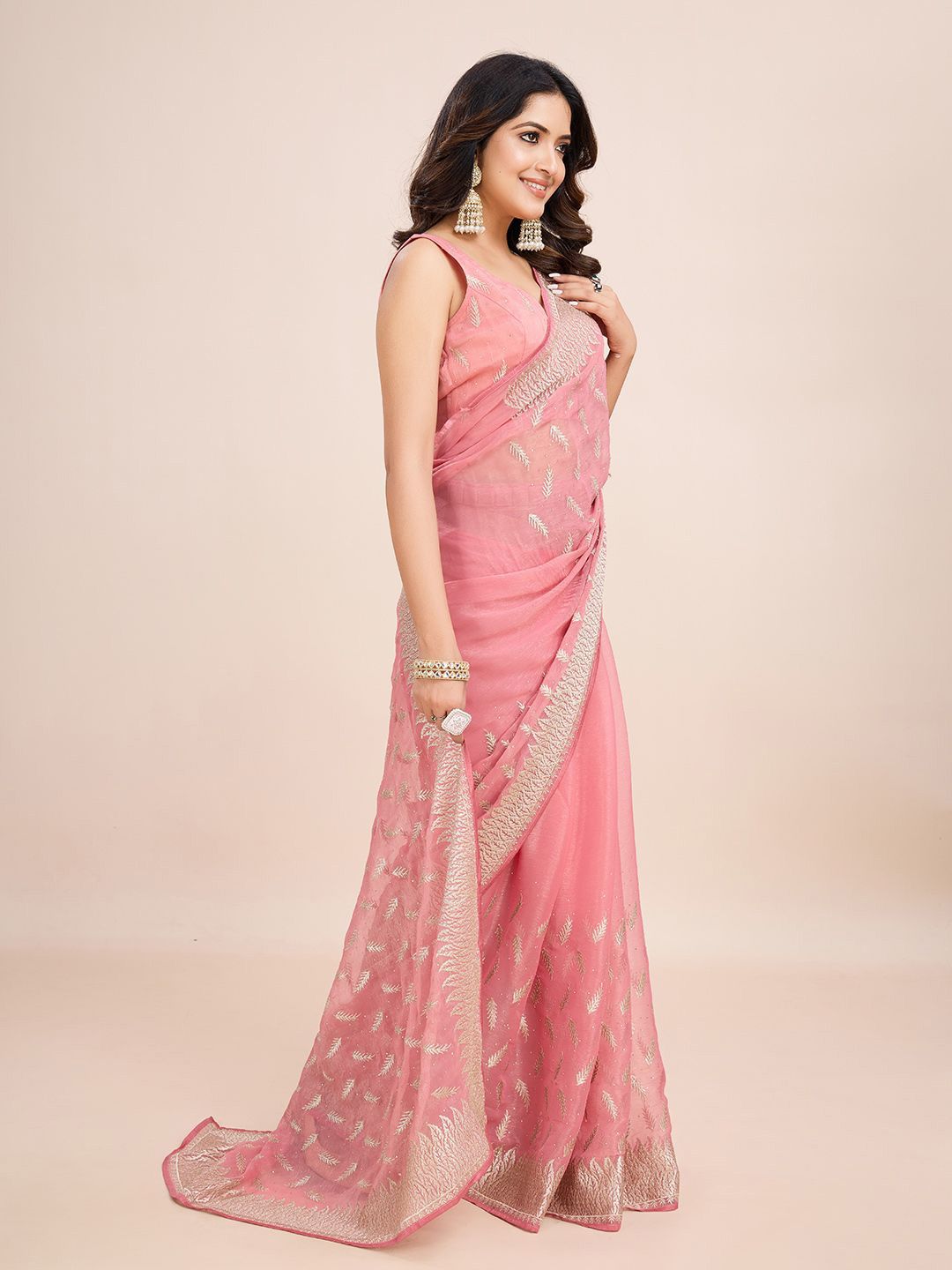 kasee Floral Embroidered Art Silk Ready to Wear Saree - Distacart