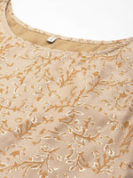 Thumbnail for Ahalyaa Women Floral Printed Top with Palazzos - Tan Color - Distacart