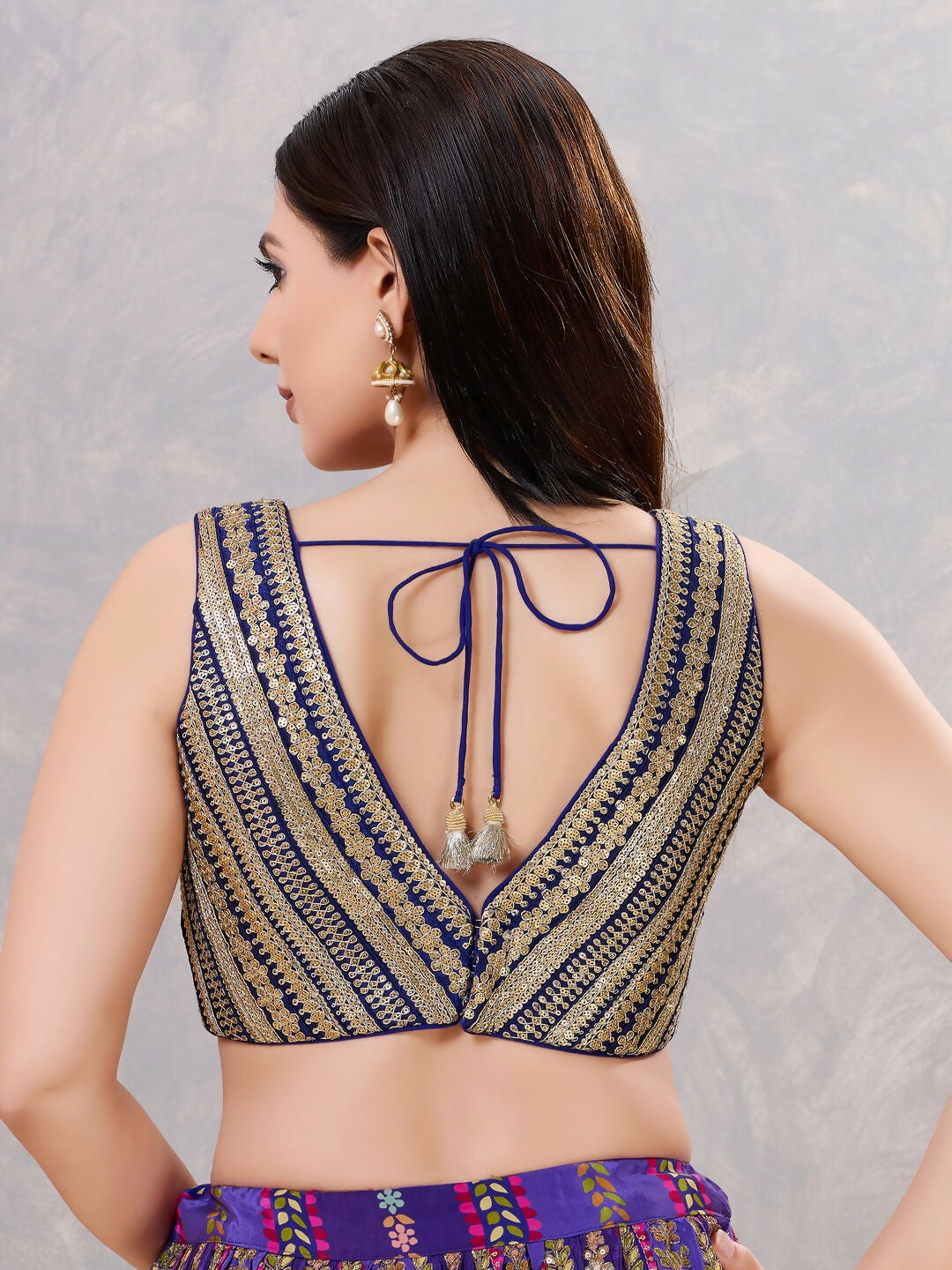 Joban Fashion Women Sequin Navy-Blue Stitched Blouse - Distacart