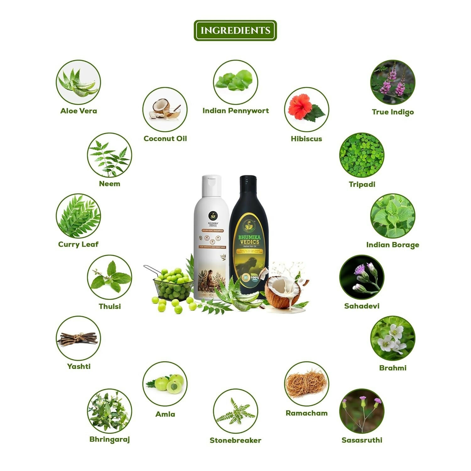 Bhumika Vedics Herbal Hair Oil & Ayurvedic Shampoo Combo - Distacart