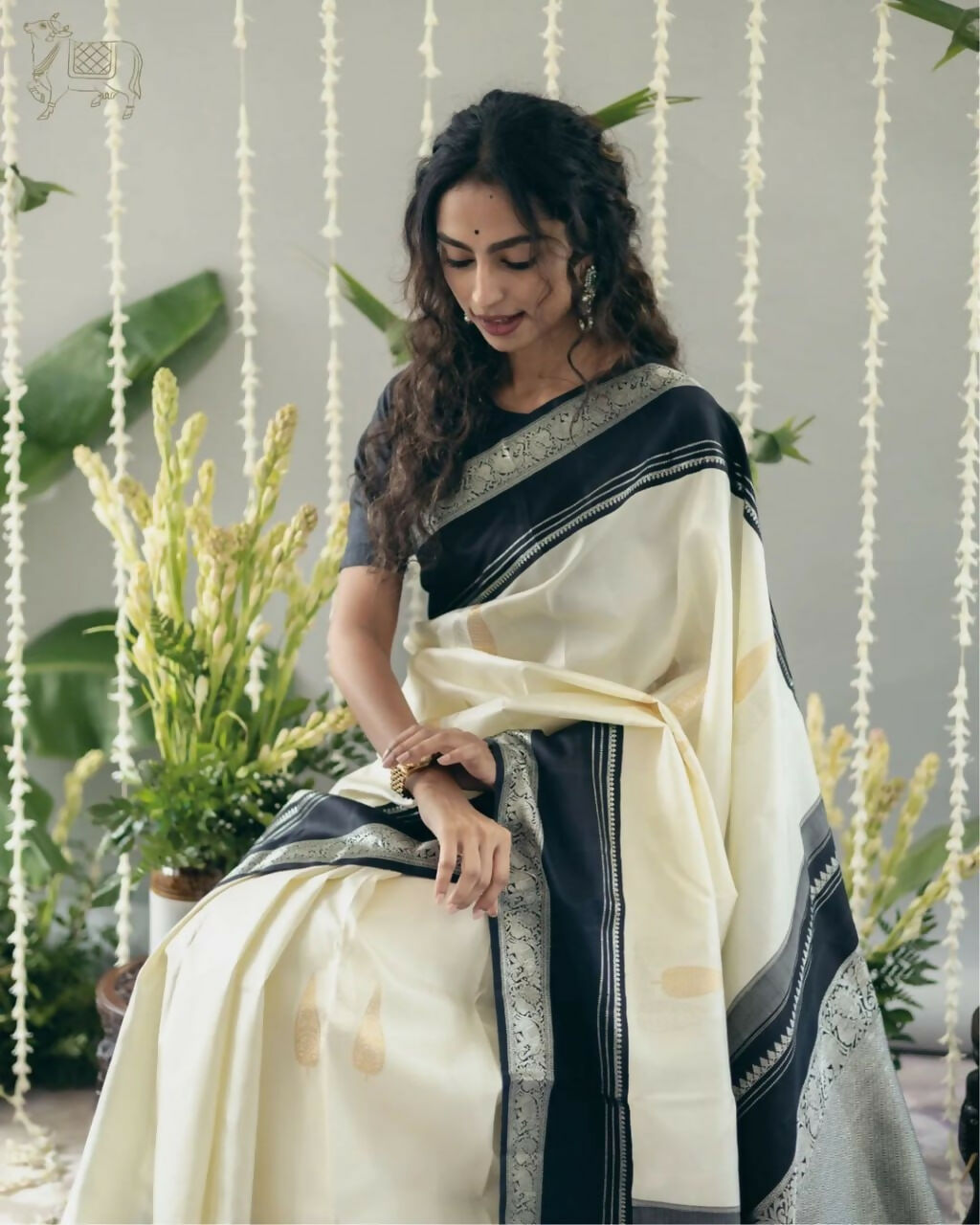 Preksha Creation Banarasi Soft Silk Women White Saree - Distacart