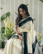 Thumbnail for Preksha Creation Banarasi Soft Silk Women White Saree - Distacart
