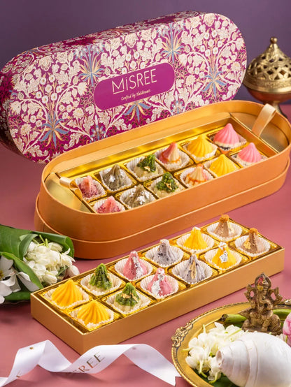 pista and cashew modak with pichwai box