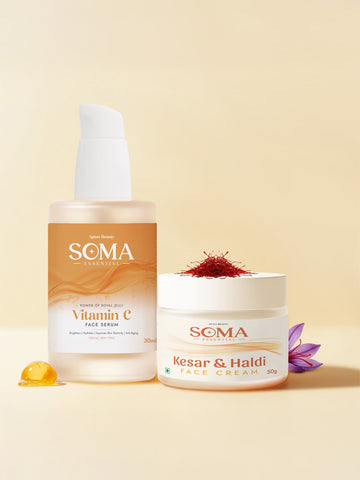 Soma Essential Apian Morning Glow Ritual - Vitamin C Serum + Haldi Kesar Cream - Dista