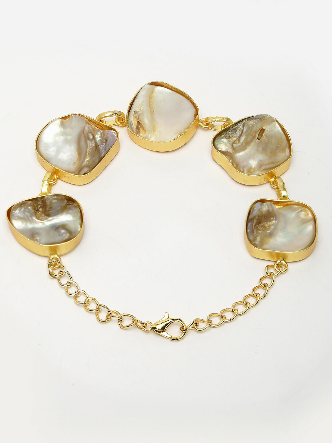 NVR Women's Gold-Plated Handcrafted Mother of Pearl Link Bracelet - Distacart