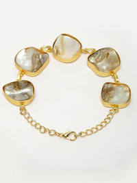 Thumbnail for NVR Women's Gold-Plated Handcrafted Mother of Pearl Link Bracelet - Distacart