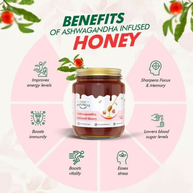 Farm Naturelle Ashwagandha Infused Honey – Natural Stress Relief & Energy Boost