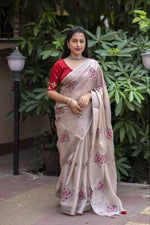 Thumbnail for Fossil Pure Linen Ethnic Motifs Saree with Unstitched Blouse - Hiral Fashion - Distacart