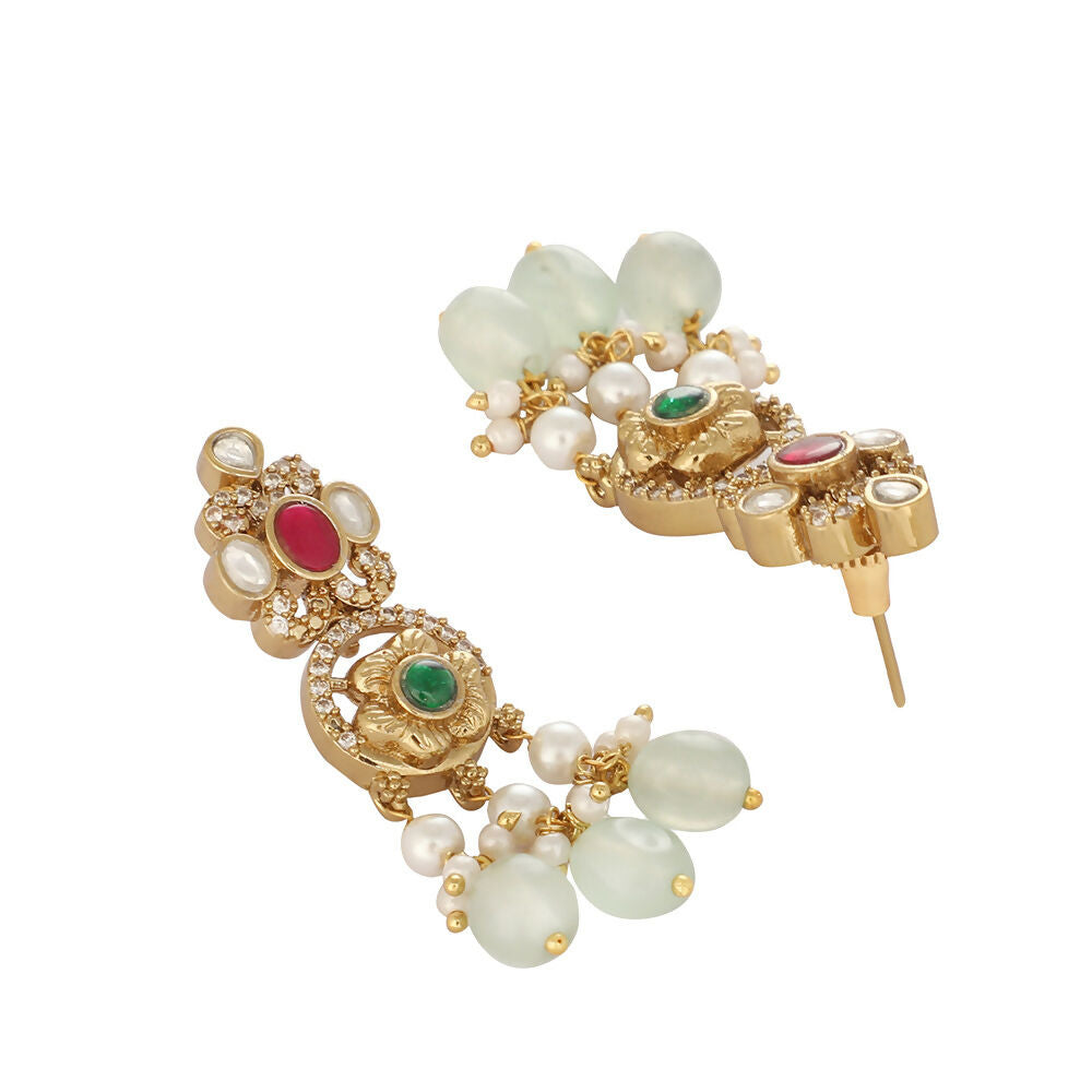 Nuyug 18K Gold Plated Divine Gold Tone Beaded Necklace Set
