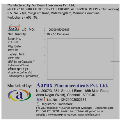 Aarux Veinflux Capsules - Distacart