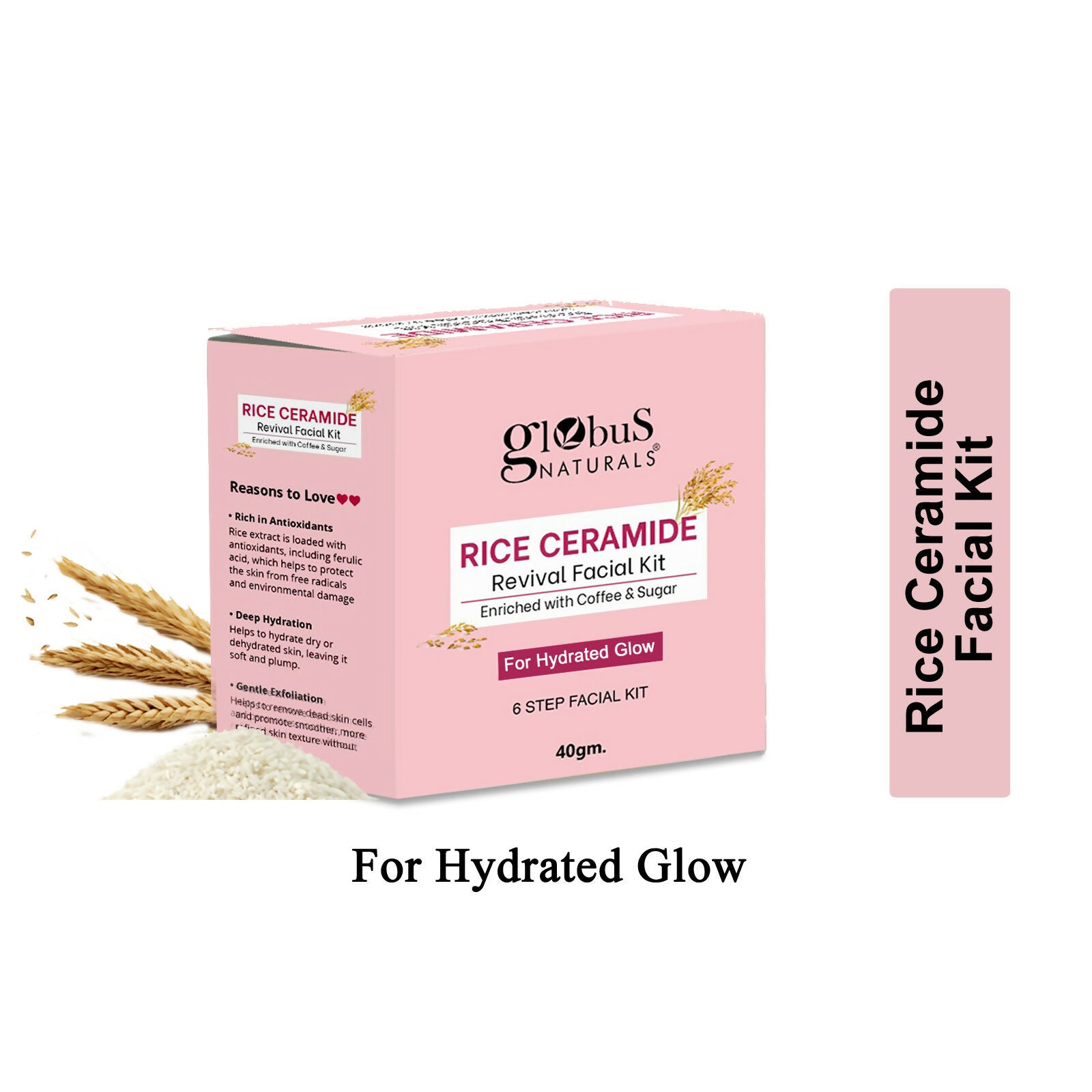 Globus Naturals Rice Ceramide 6 Step Facial Kit For Korean Glass Skin