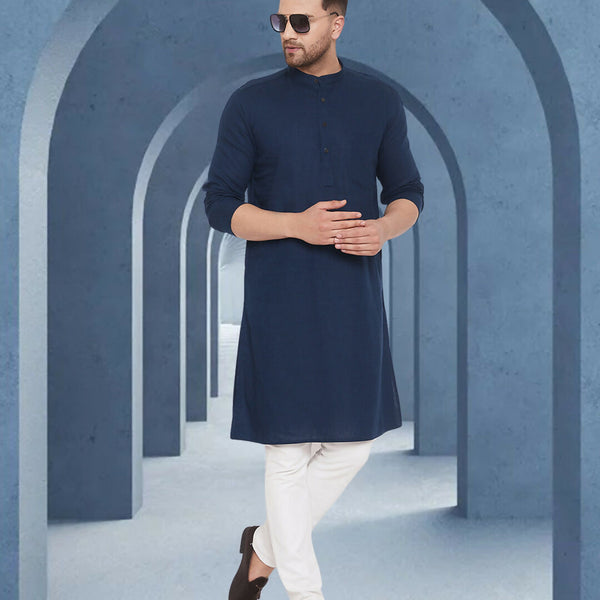 Even Apparels Men's Pure Cotton Blue Kurta - Distacart