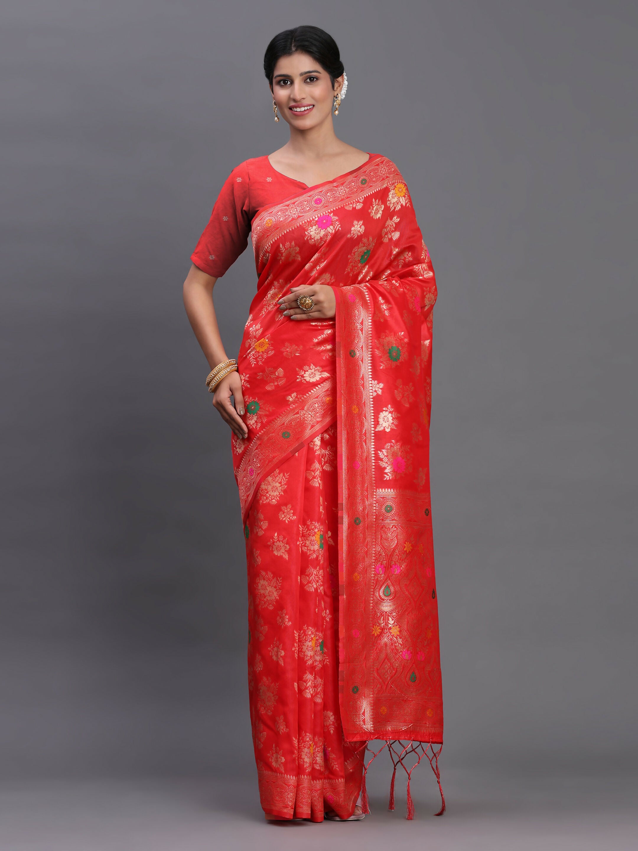 Astita Banarasi Silk Red Saree