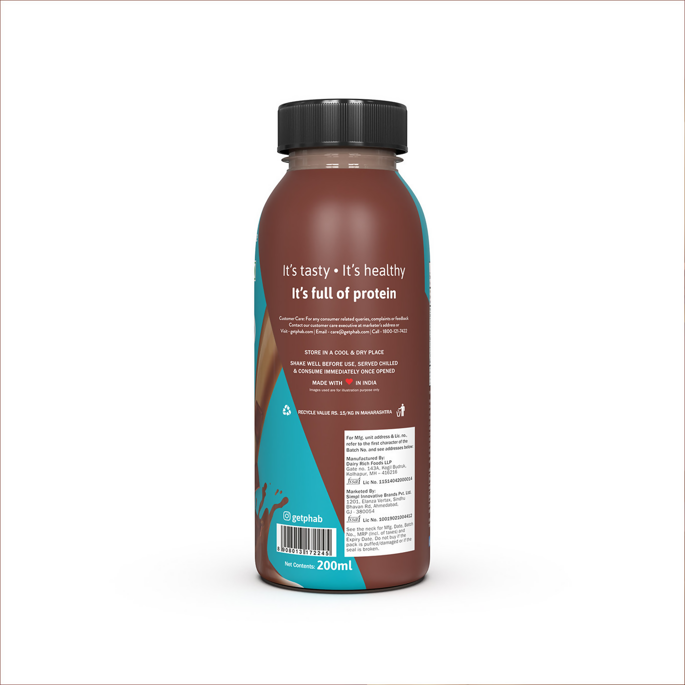 Phab Protein Milkshake With protein Protein Swiss Chocolate Shake - Dista
