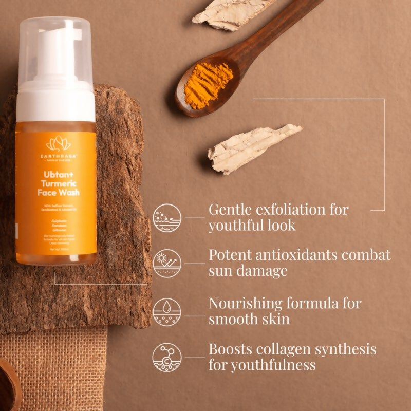 Earthraga Ubtan And Turmeric Foaming Face Wash - Distacart