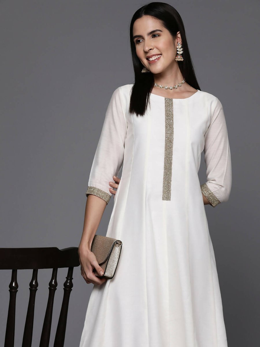 Ahalyaa Women's Traditional wear Ethnic Dress - Off White - Distacart