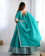 Thumbnail for Joban Fashion Green Lehenga Shimmer silk Coding Dori with Sequence with Rivet Moti