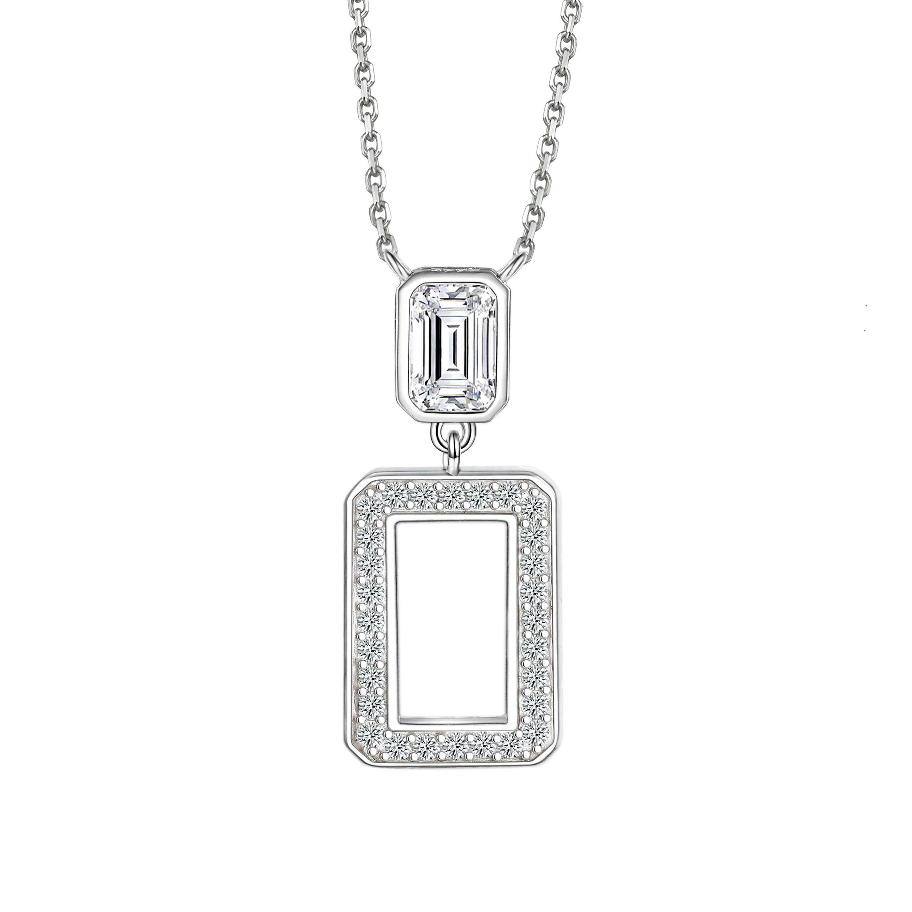Cauer Elegant 14K White Gold Plated Moissanite Pendant Necklace