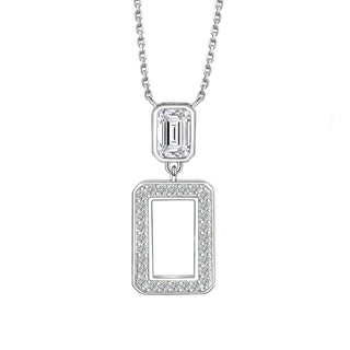 Cauer Elegant 14K White Gold Plated Moissanite Pendant Necklace