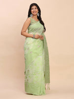 Thumbnail for Astita Linen Cotton Light Green Saree