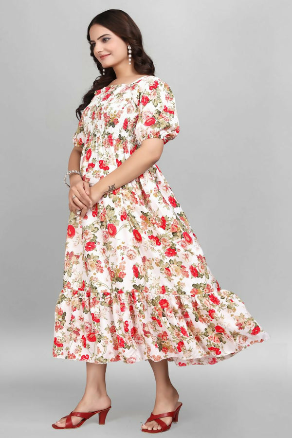 Preksha Creation Women American Crepe Micro Gown - Red - Distacart