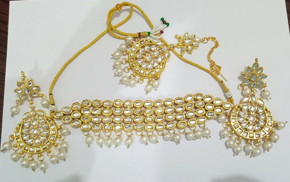 Joban Fashion Hand Made High Quality Gold Plated Base Metal Alloy Kundan Stone Studded Kundan Jewellery Set - Distacart