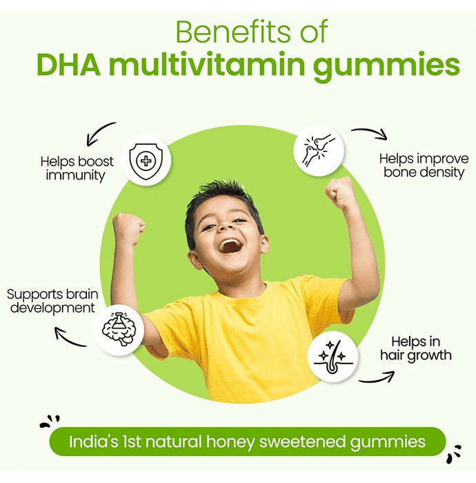 Zingavita DHA Multivitamin Gummies with Honey for Kids (2+ yrs) - Mixed Fruit - Distacart