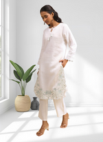 Thumbnail for Joban Fashion Off White Linen Embroidered Readymade Cord Set - Distacart