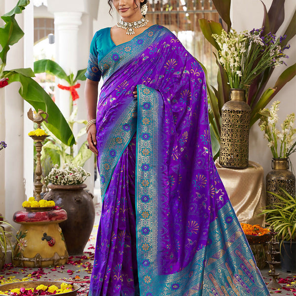 Astita Violet Soft Silk Saree - Distacart