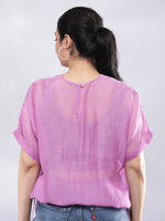 Thumbnail for BohoJazz Signature Mul Two Layer Blouson Kimono Top with Motif - Purple