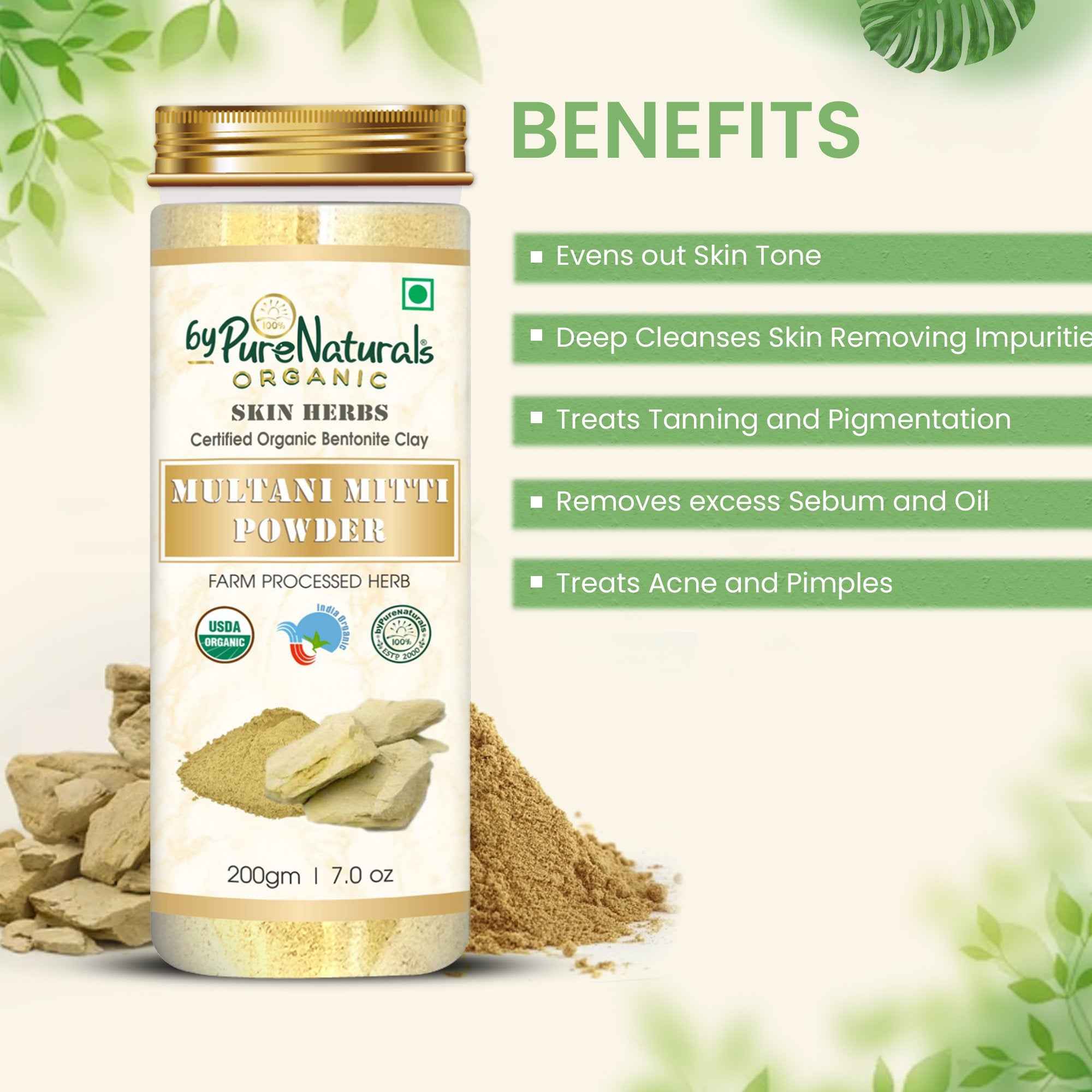 byPureNaturals Organic Multani Mitti Powder - Dista