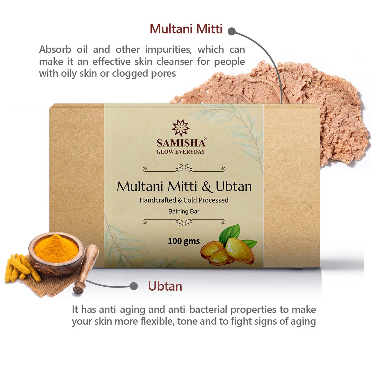 Samisha Organic Multani Mitti & Ubtan Soap - Distacart